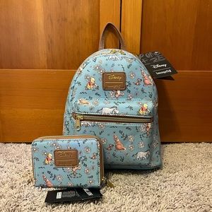 Loungefly Winnie the Pooh AOP Backpack with Matching Wallet